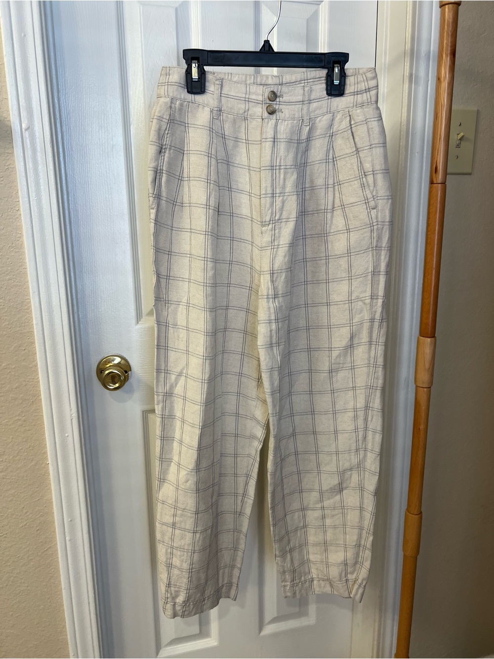 Madewell Pleated Taper Wide-Leg Pants in Windowpane